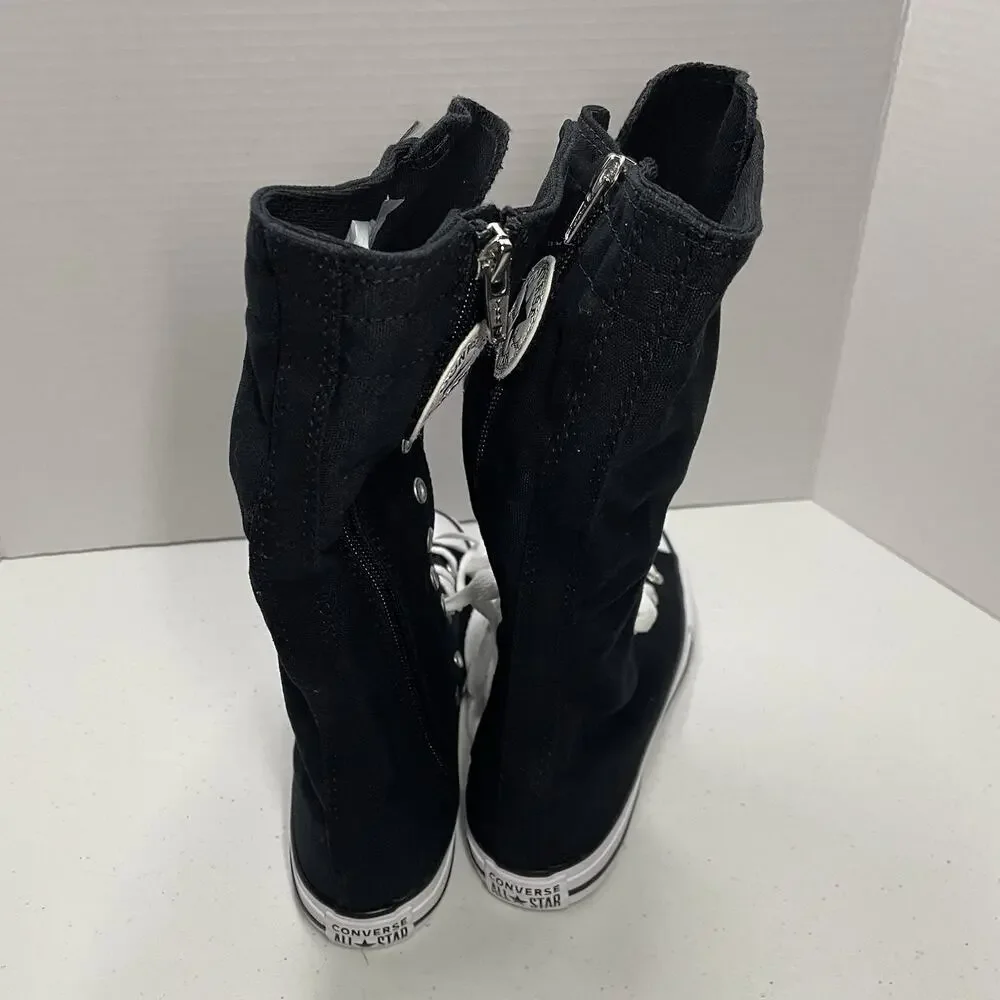Converse Kids Size 3 Shoes NEW Knee High Chuck Taylor All Star XHi Black Zip Up - Picture 6 of 9